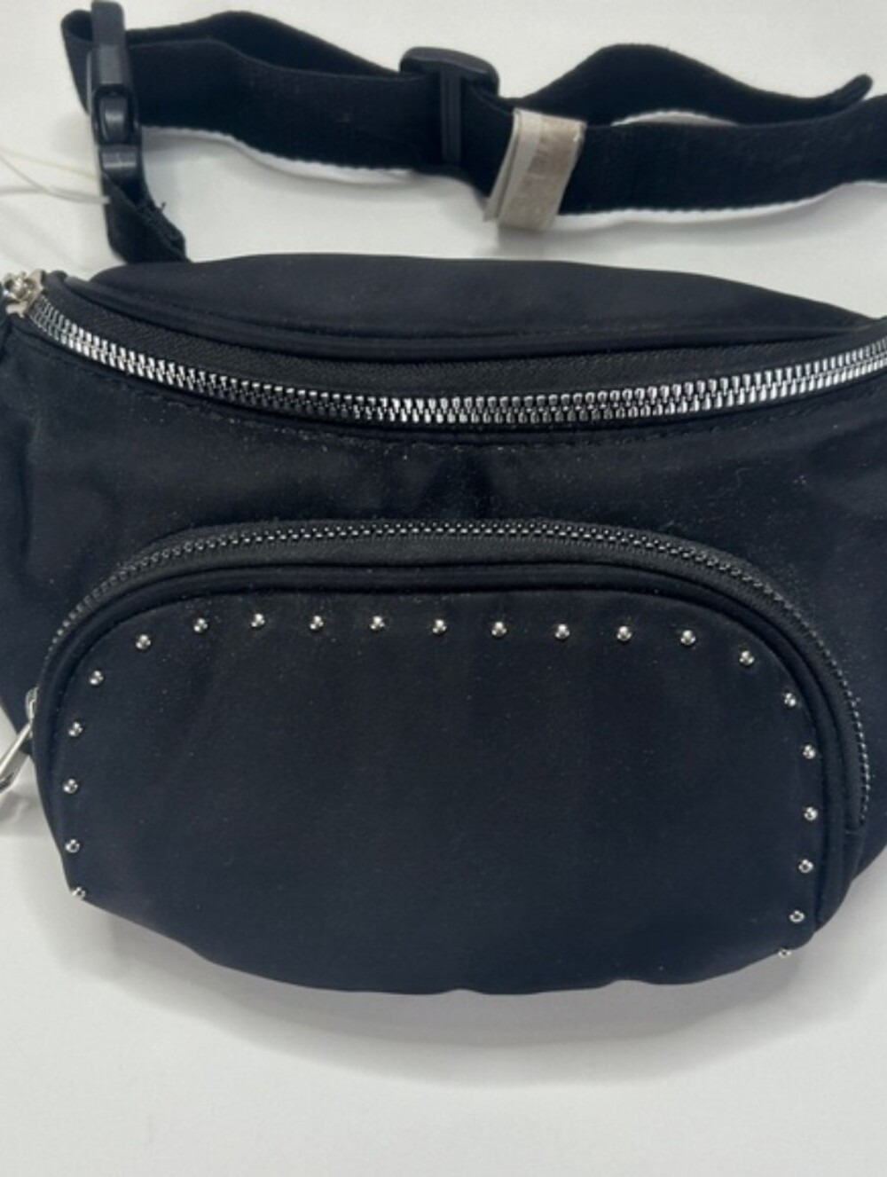 LIKE DREAMS Black Women's Belt Bag Y2K Fanny Pack Silver Studs NEW - Picture 2 of 3